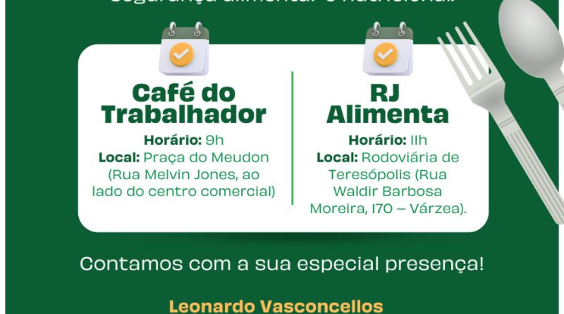  Café do Trabalhador e RJ Alimenta chegam a Teresópolis nesta quinta, dia 26