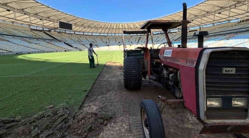 Maracanã realiza manutenção do gramado após maratona de jogos no início de 2026