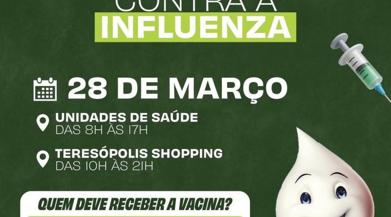Teresópolis realiza o Dia D de vacinação contra a Influenza&nbsp;neste sábado, 28