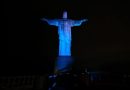 Cristo Redentor é iluminado de azul em celebração ao Dia Mundial de Conscientização sobre o Autismo