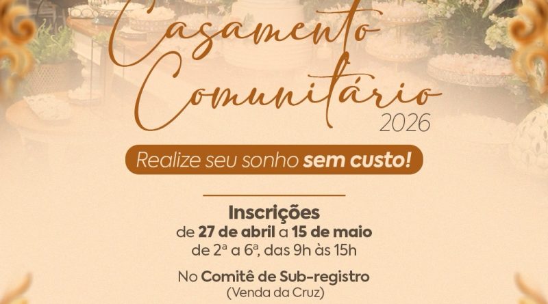 São Gonçalo: Inscrições para Casamento Comunitário começam nesta segunda-feira (27)