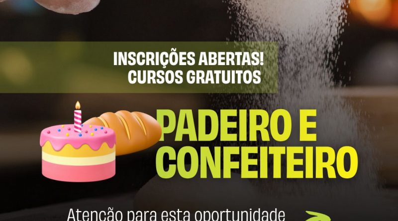Inscrições abertas para cursos gratuitos de padeiro e confeiteiro em Teresópolis