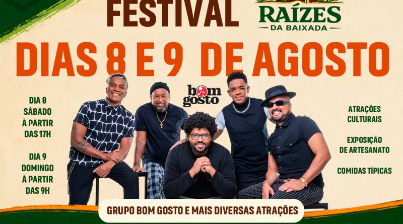 Grupo Bom Gosto fará show gratuito no Festival de Cultura Popular do projeto Raízes da Baixada