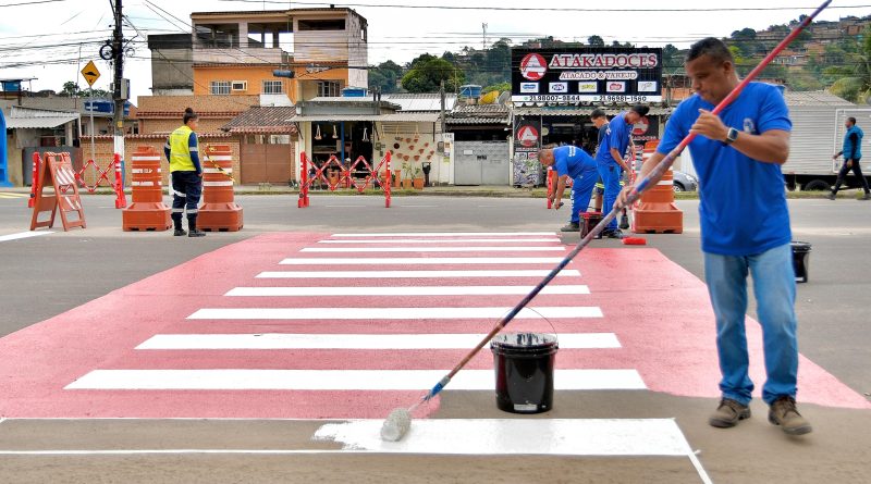 Belford Roxo: Secretaria de Transportes realiza marcação viária no Parque São Vicente deixando o trânsito mais organizado e seguro na região