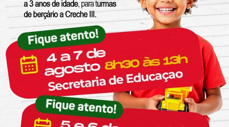 Prefeitura de Três Rios abre cadastro para vagas em creches da rede municipal 