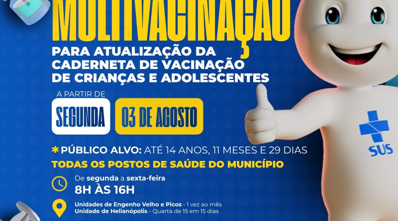 Campanha de multivacinação terá início na próxima segunda-feira (03/08) em Itaboraí