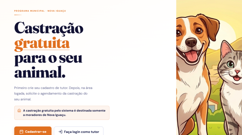 Prefeitura de Nova Iguaçu abre mais 260 vagas para castração animal gratuita no mês de julho