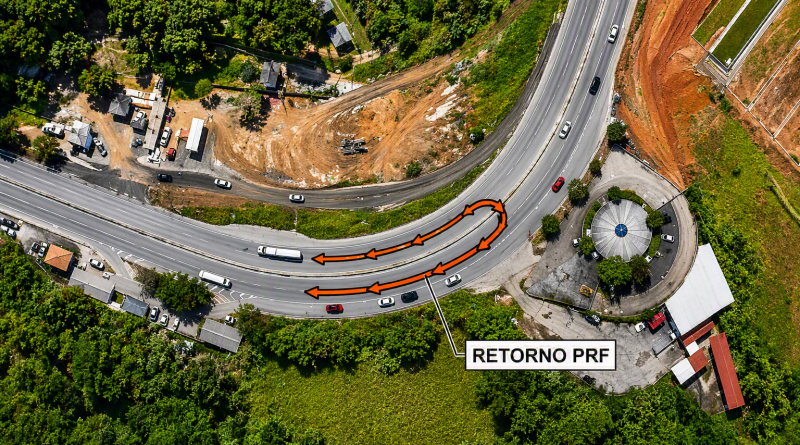 RioSP informa fechamento temporário de retorno no km 233 da Via Dutra para avanço das obras na Serra das Araras