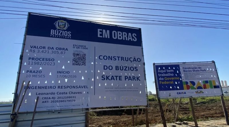 Parceria entre Governo Federal e Prefeitura de Búzios marca início da construção da nova pista de skate