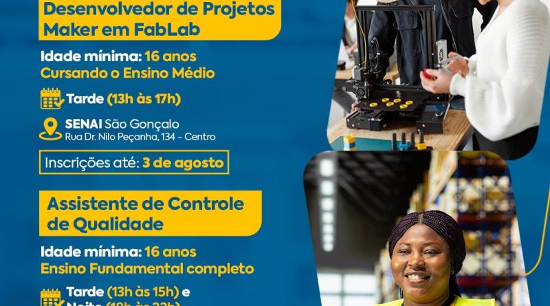 São Gonçalo inscreve para cursos profissionalizantes gratuitos