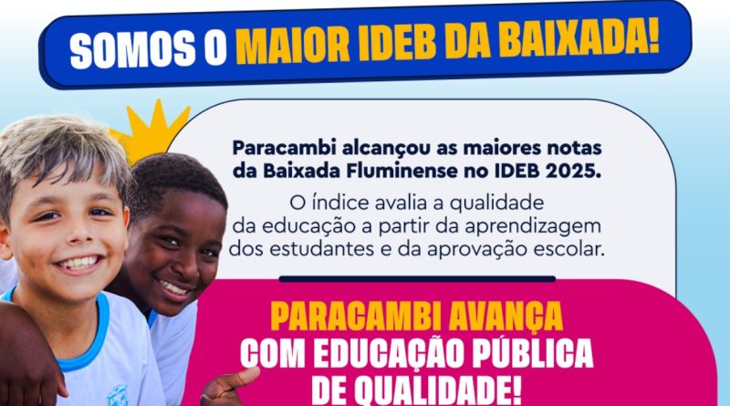Paracambi alcança melhor resultado da Baixada Fluminense no IDEB 2025