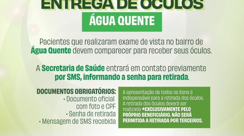 Prefeitura de Teresópolis entrega óculos a pacientes em Água Quente