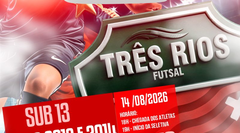 Prefeitura de Três Rios realiza seletiva para formação da Seleção de Futsal Sub-13