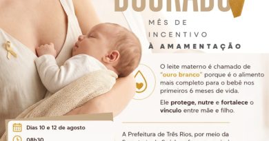 Prefeitura de Três Rios promove ações do Agosto Dourado com palestras sobre aleitamento materno