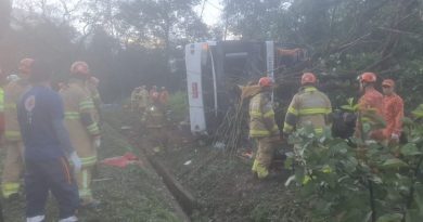 Ônibus tomba na BR-040, em Petrópolis, e deixa oito mortos