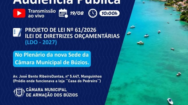 Búzios: Audiência Pública debate diretrizes do orçamento municipal para 2027