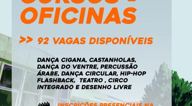 Inscrições abertas para mais de 90 vagas nas oficinas gratuitas&nbsp;na Casa de Cultura de Teresópolis