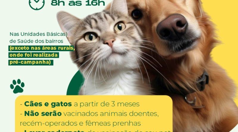 Prefeitura de Três Rios promove campanha de vacinação antirrábica neste sábado