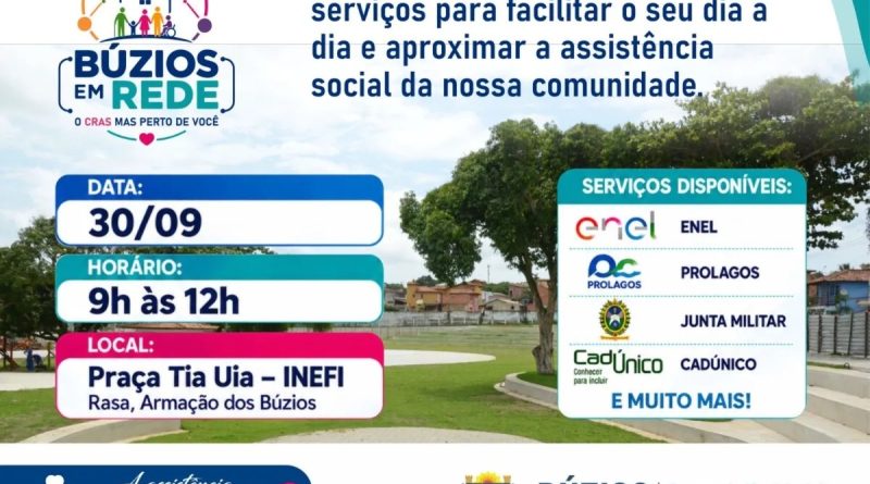 Búzios em Rede leva serviços e orientações à Praça Tia Uia nesta quarta-feira