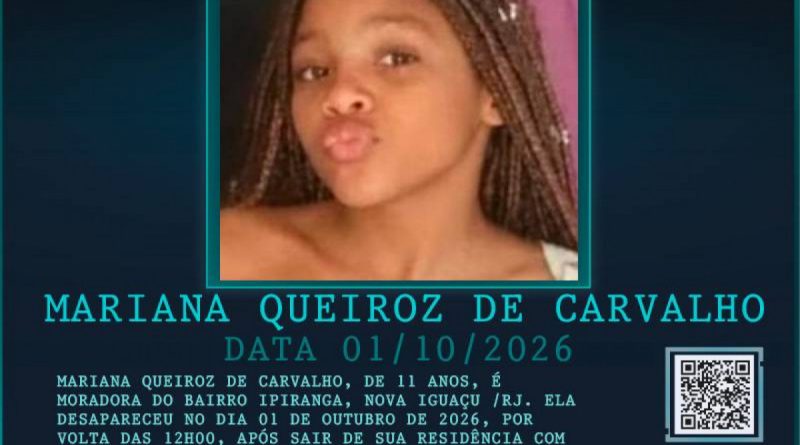 Polícia faz buscas por menina de 11 anos desaparecida em Nova Iguaçu