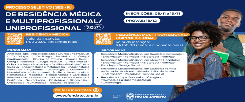 Governo do Estado abre inscrições para 177 vagas de residência médica e multiprofissional nesta terça-feira (3/11)