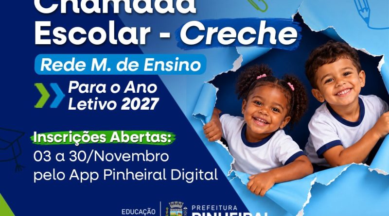 Prefeitura de Pinheiral abre inscrições para creches municipais para o ano letivo de 2027