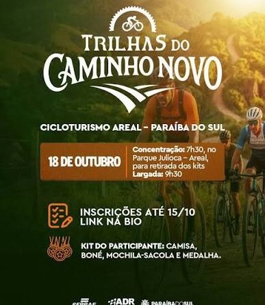Primeiro trecho do circuito de cicloturismo Trilhas do Caminho Novo será inaugurado domingo (18) em Areal